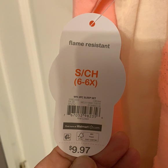 NWT pajama set with fuzzy bottomed size 6-6X and M (7/8) - Picture 3 of 3